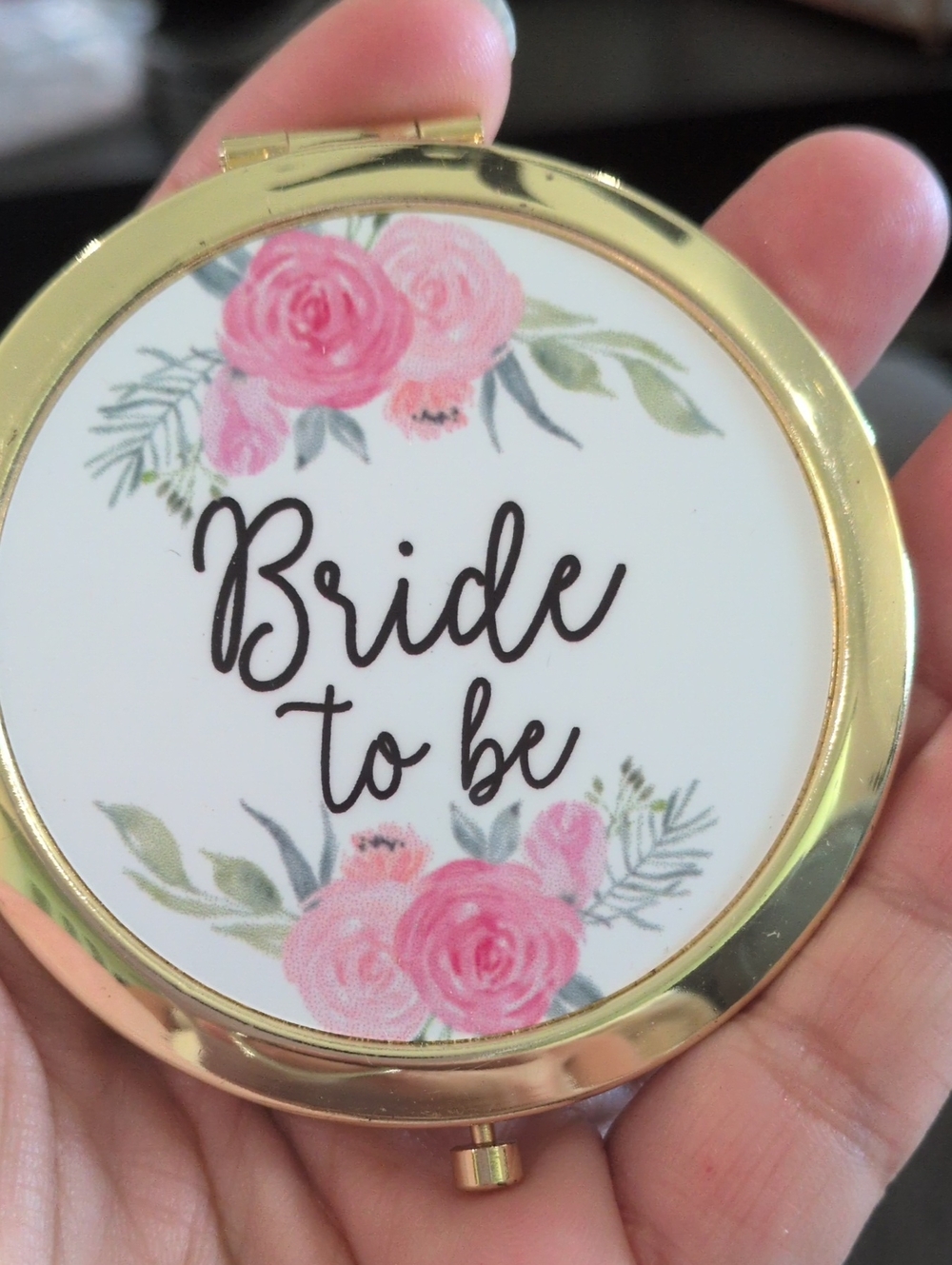 Bride to Be Compact Mirror - Pink Floral